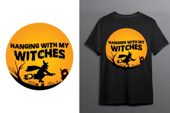 Hanging with Halloween Vector T-Shirt Designs Graphics Review