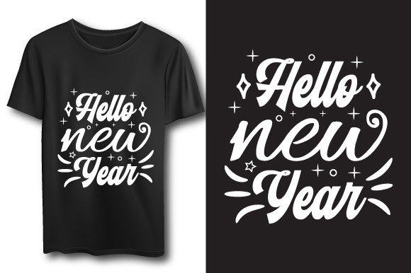 Hello New Year Typography Quotes: Graphics & Print Templates