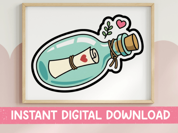 Message in a Bottle Love Sticker: Graphics & T-Shirt Designs