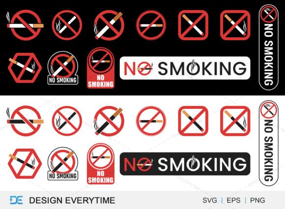 No Smoking Sign Bundle, No Tobacco Graphics for T-Shirt Designs