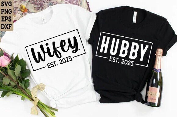 Wifey Hubby SVG PNG Wedding Graphics T-Shirt Designs